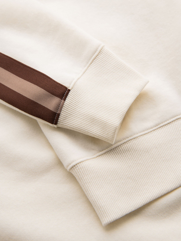 Ombre Clothing Pánská mikina s vysokým límcem a lemováním - krémová