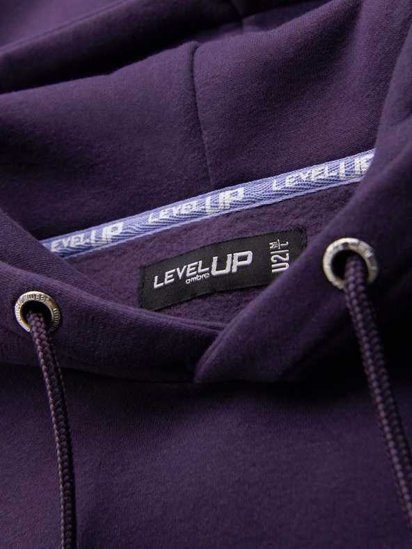 Ombre Clothing Unisex mikina s kapsami a kapucí - fialová