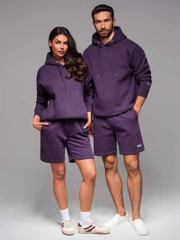 Ombre Clothing Unisex mikina s kapsami a kapucí - fialová