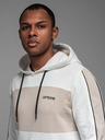 Ombre Clothing Pánská bavlněná mikina s kapucí a kontrastními detaily - bílá