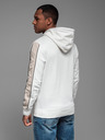Ombre Clothing Pánská bavlněná mikina s kapucí a kontrastními detaily - bílá