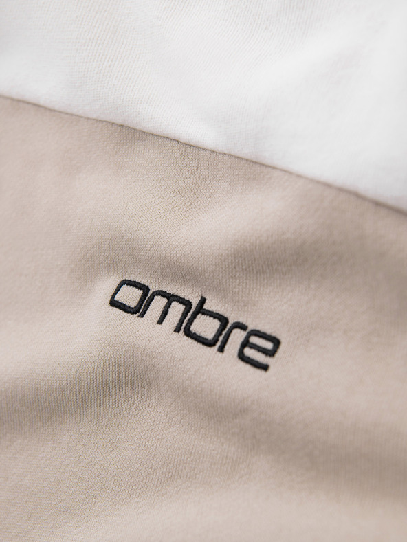 Ombre Clothing Pánská bavlněná mikina s kapucí a kontrastními detaily - bílá