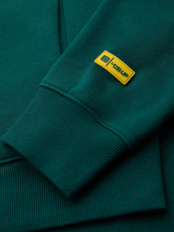 Ombre Clothing Unisex mikina s kapsami a kapucí - tmavě zelená