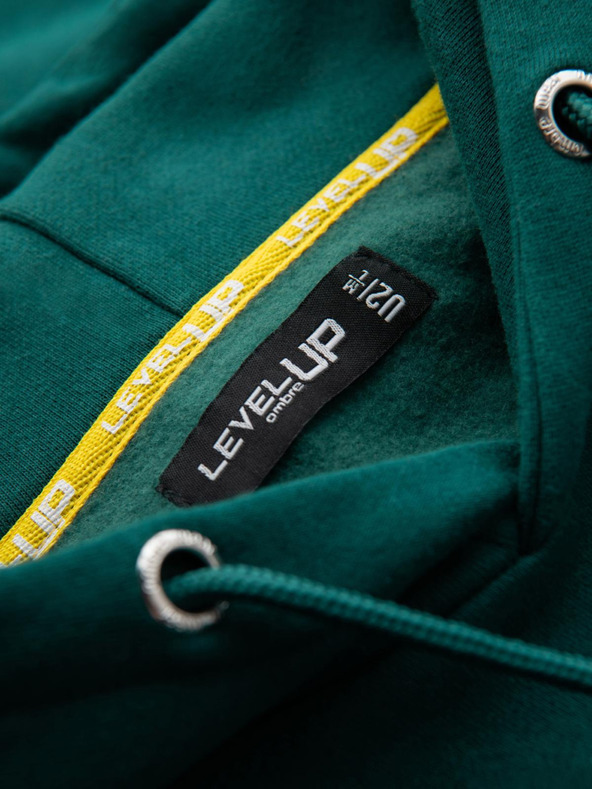 Ombre Clothing Unisex mikina s kapsami a kapucí - tmavě zelená