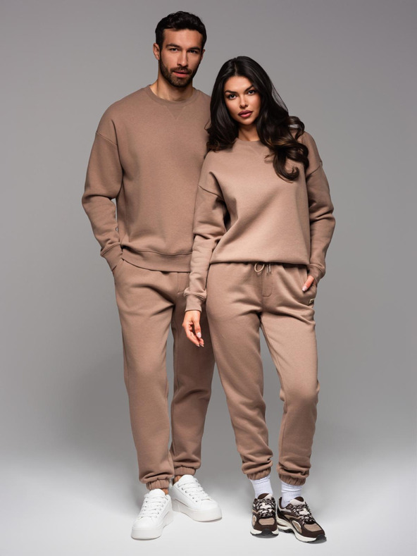 Ombre Clothing Klasická unisex mikina s kulatým výstřihem - hnědá