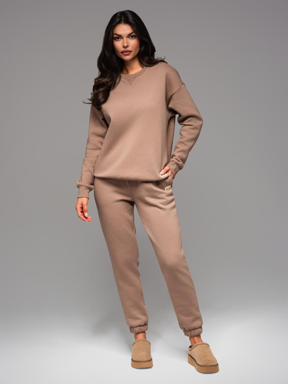 Ombre Clothing Klasická unisex mikina s kulatým výstřihem - hnědá