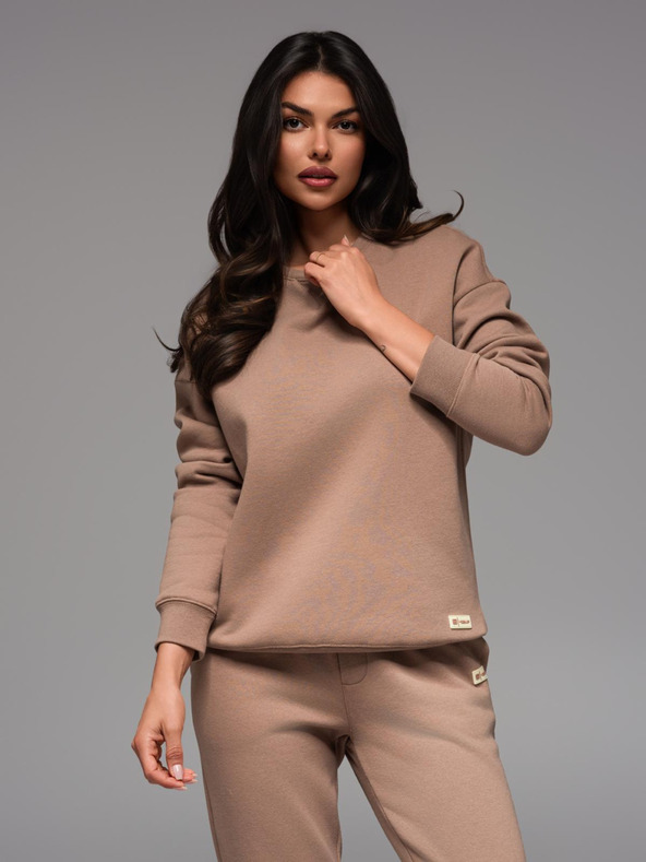 Ombre Clothing Klasická unisex mikina s kulatým výstřihem - hnědá