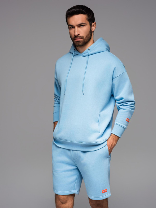 Ombre Clothing Unisex mikina s kapucí a kapsami - modrá