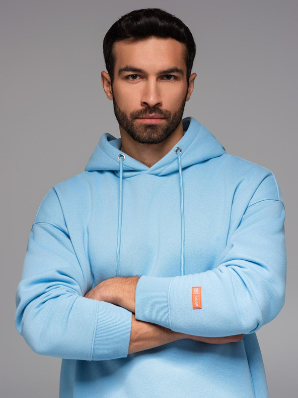 Ombre Clothing Unisex mikina s kapucí a kapsami - modrá