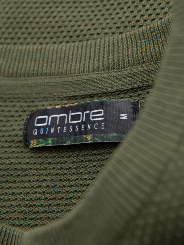 Ombre Clothing Khaki bavlněné tričko s jemnou texturou