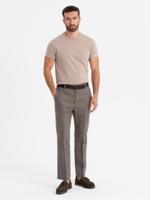 Ombre Clothing Pánské klasické bavlněné tričko BASIC - pískové