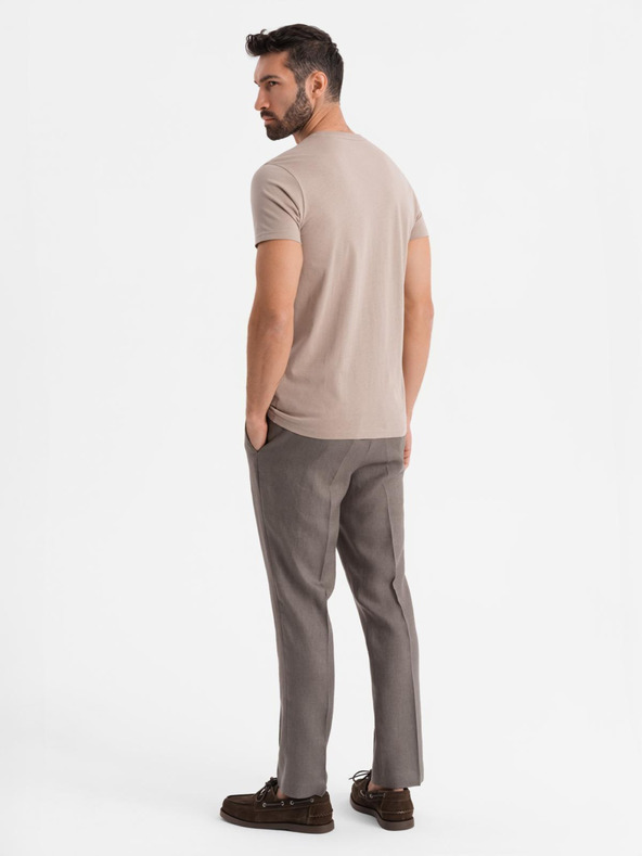 Ombre Clothing Pánské klasické bavlněné tričko BASIC - pískové