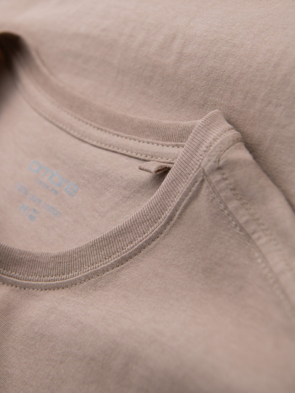 Ombre Clothing Pánské klasické bavlněné tričko BASIC - pískové