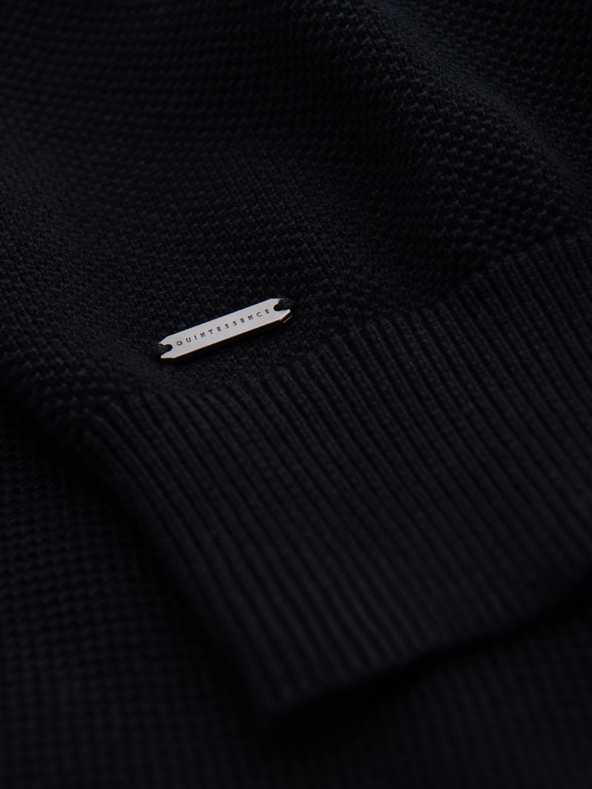 Ombre Clothing Pánské bavlněné polo tričko ze strukturovaného úpletu - černé