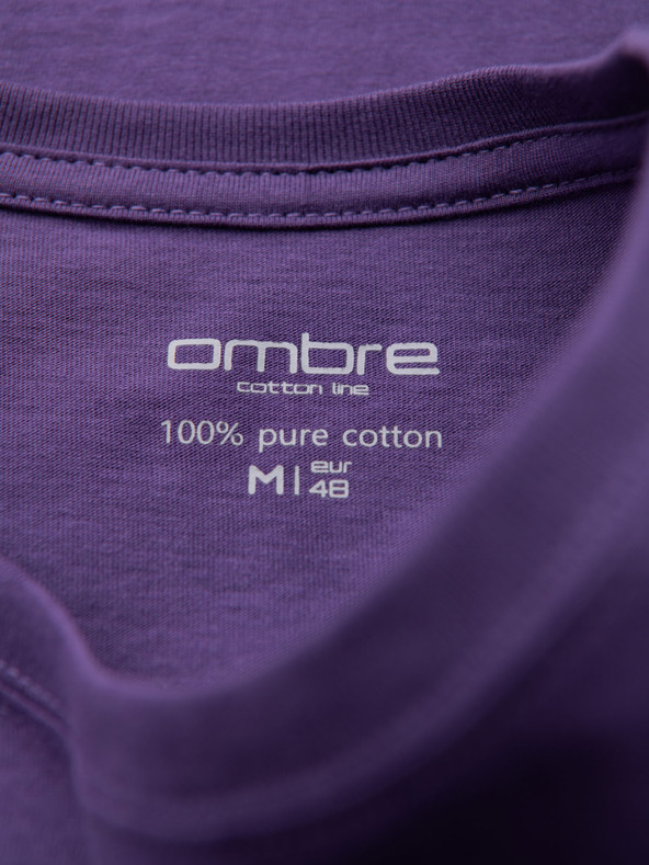 Ombre Clothing Pánské klasické bavlněné tričko BASIC - fialové