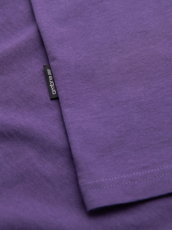 Ombre Clothing Pánské klasické bavlněné tričko BASIC - fialové