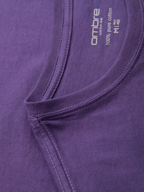 Ombre Clothing Pánské klasické bavlněné tričko BASIC - fialové