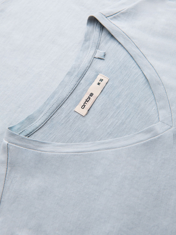 Ombre Clothing Pánské bavlněné tričko s výstřihem do V a sepraným efektem - šedé