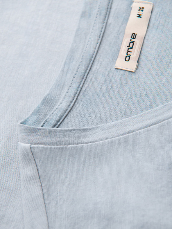 Ombre Clothing Pánské bavlněné tričko s výstřihem do V a sepraným efektem - šedé