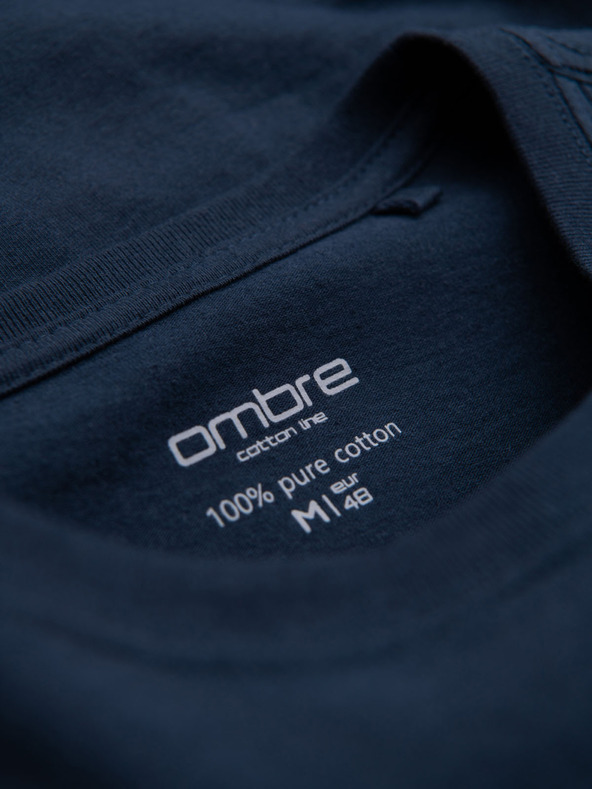 Ombre Clothing Pánské klasické bavlněné tričko BASIC - tmavě modré