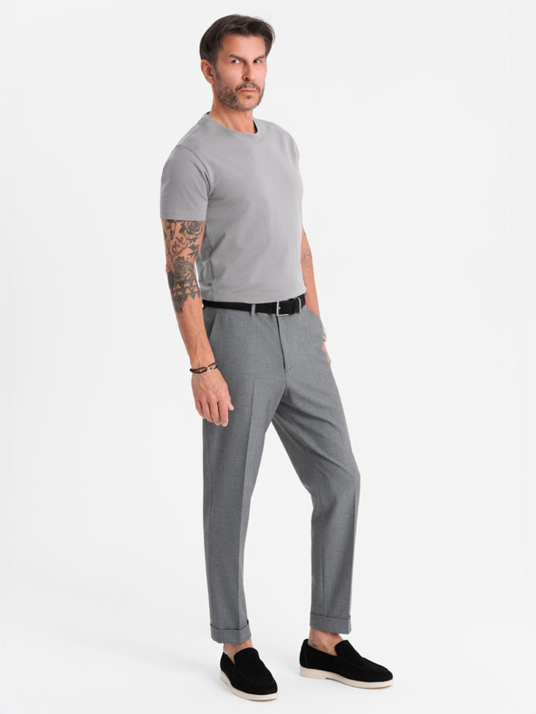 Ombre Clothing Pánské klasické bavlněné tričko BASIC - šedé