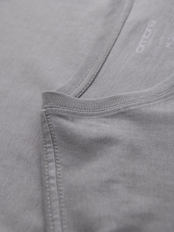 Ombre Clothing Pánské klasické bavlněné tričko BASIC - šedé
