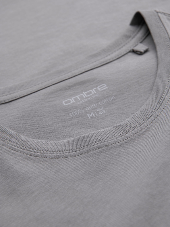 Ombre Clothing Pánské klasické bavlněné tričko BASIC - šedé