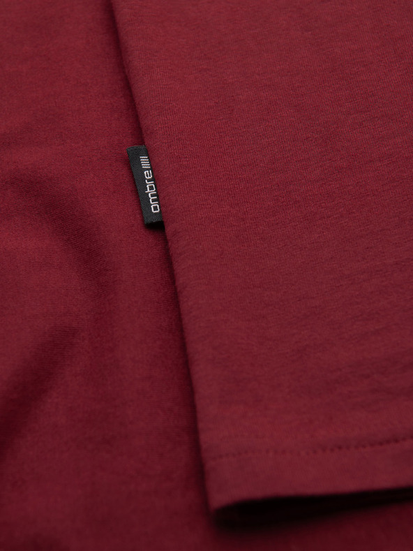Ombre Clothing Pánské klasické bavlněné tričko BASIC - bordó