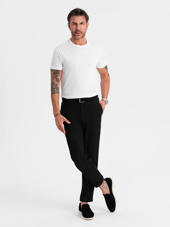 Ombre Clothing Pánské klasické bavlněné tričko BASIC - bílé