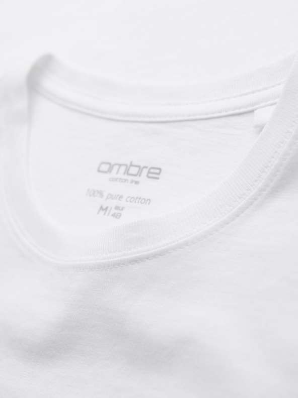 Ombre Clothing Pánské klasické bavlněné tričko BASIC - bílé