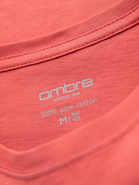 Ombre Clothing Pánské klasické bavlněné tričko BASIC - korálová