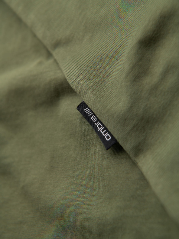 Ombre Clothing Pánské klasické bavlněné tričko BASIC - khaki
