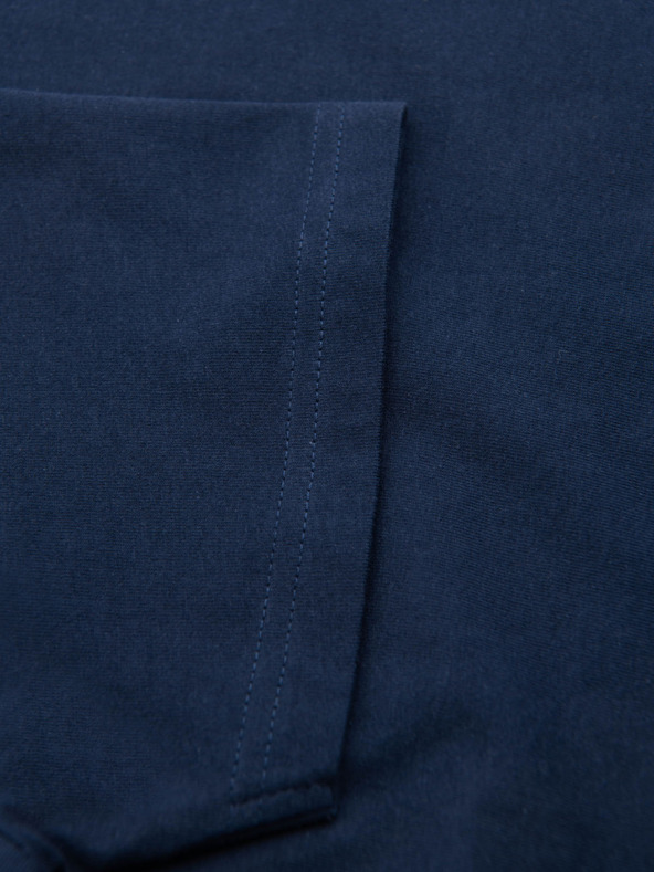 Ombre Clothing Pánské klasické bavlněné tričko BASIC s výstřihem do V - tmavě modré