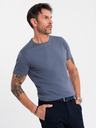 Ombre Clothing Pánské klasické bavlněné tričko BASIC - modrá džínovina