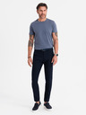 Ombre Clothing Pánské klasické bavlněné tričko BASIC - modrá džínovina