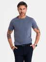 Ombre Clothing Pánské klasické bavlněné tričko BASIC - modrá džínovina