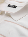 Ombre Clothing Pánská polokošile s dlouhým rukávem a vodorovným pruhem z viskózy - bílá a béžová