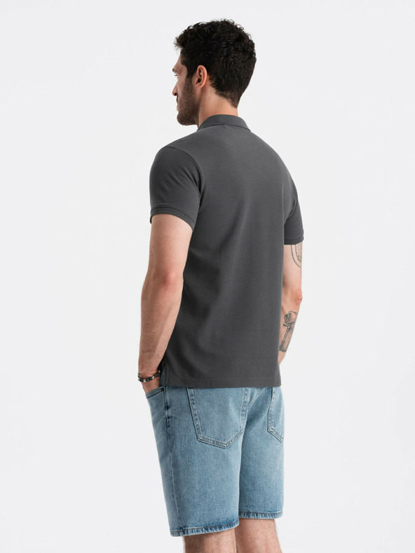 Ombre Clothing Šedé pánské basic polo tričko Ombre Clothing