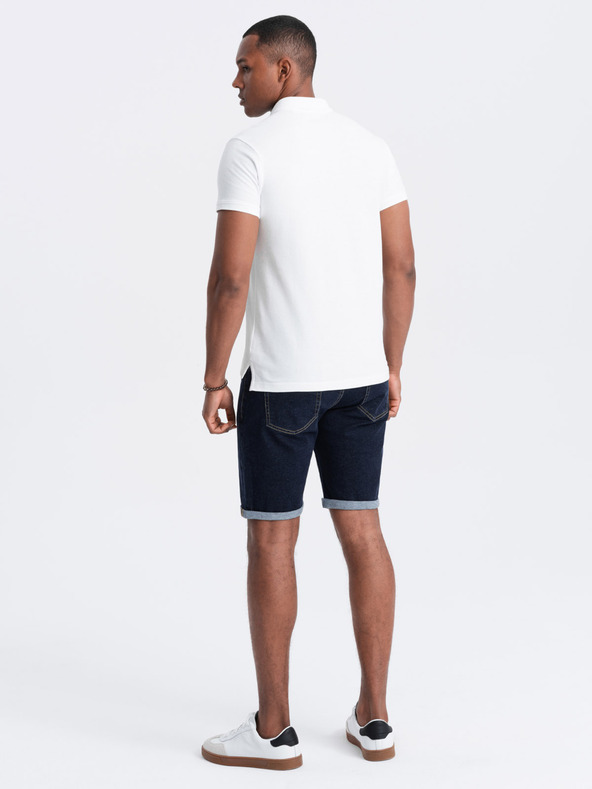 Ombre Clothing Bílé pánské basic polo tričko Ombre Clothing