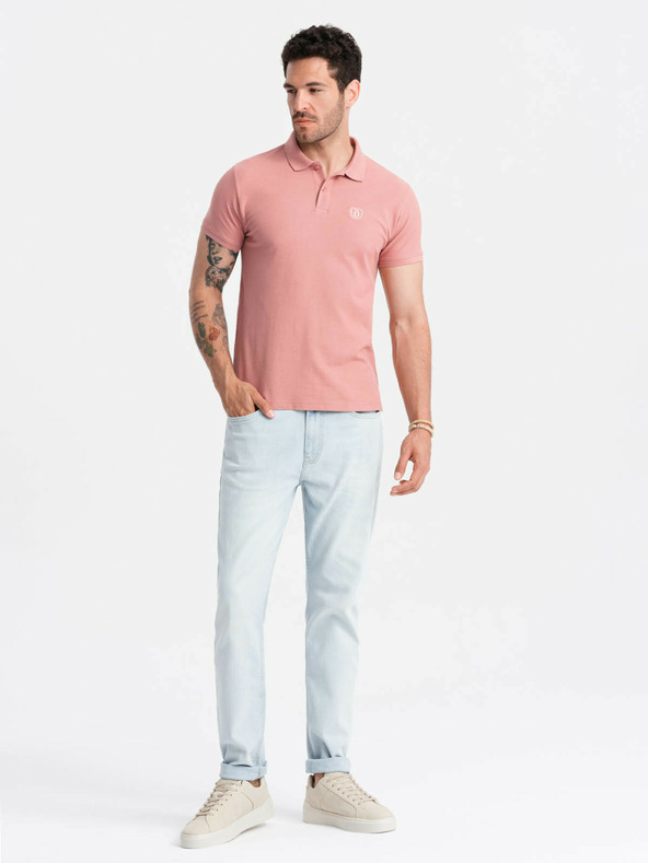 Ombre Clothing Růžové pánské basic polo tričko Ombre Clothing