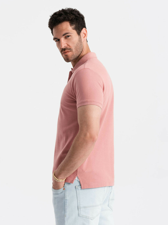 Ombre Clothing Růžové pánské basic polo tričko Ombre Clothing