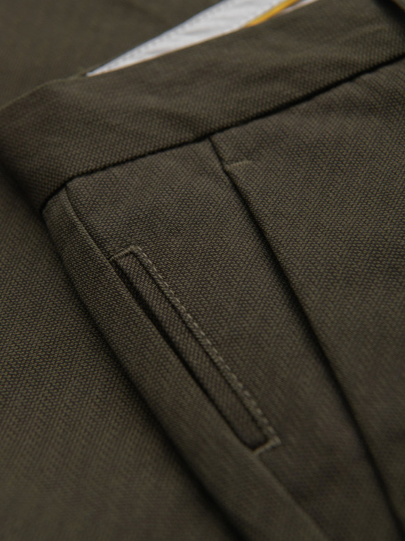 Ombre Clothing Pánské chino kalhoty REGULAR FIT s jemnou strukturou - tmavě zelené