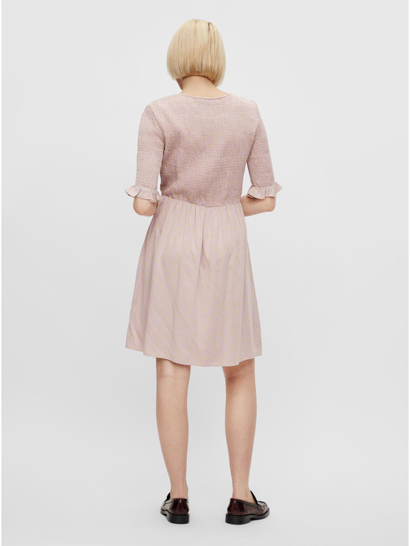 Pieces Světle růžové květované šaty Pieces Laoise