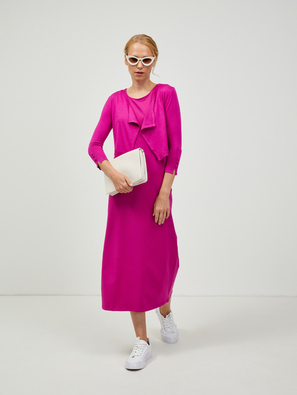 Orsay Tmavě růžový krátký kardigan s tříčtvrtečním rukávem ORSAY