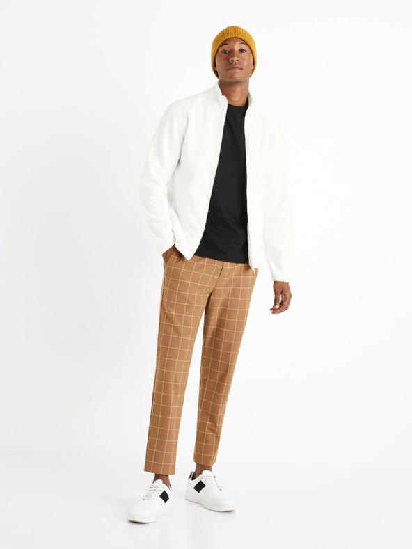 Celio Bílá pánská fleecová mikina Celio Cepolaire