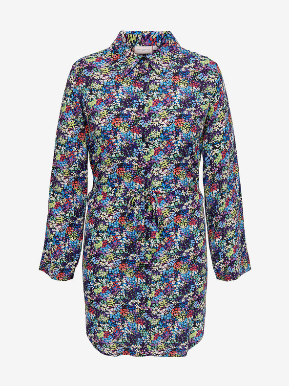 ONLY CARMAKOMA Fialovo-modré dámské květované košilové šaty ONLY CARMAKOMA Ayana