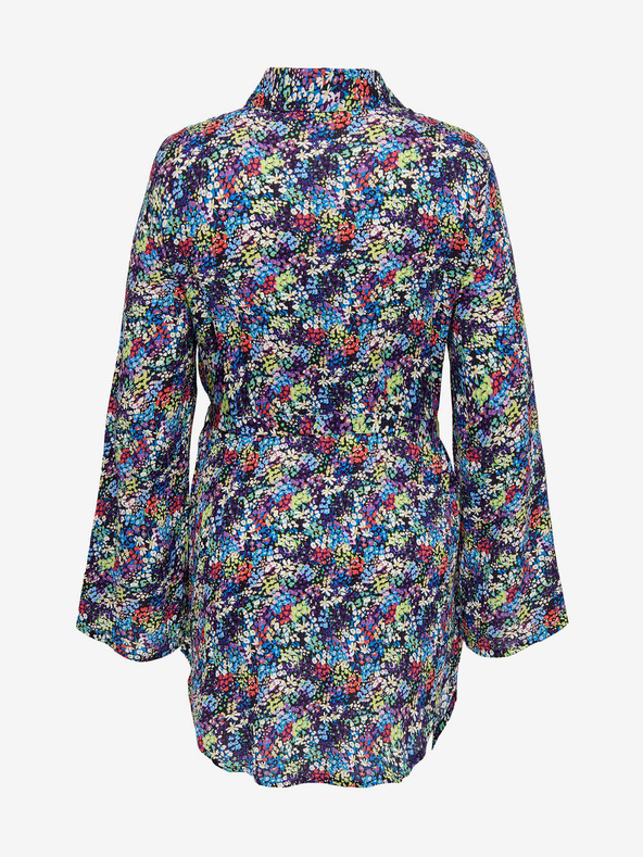 ONLY CARMAKOMA Fialovo-modré dámské květované košilové šaty ONLY CARMAKOMA Ayana