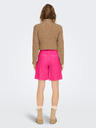 ONLY Tmavě růžové dámské lněné kraťasy ONLY Caro