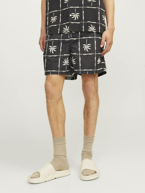 Jack & Jones Černé pánské vzorované plavky Jack & Jones Fiji