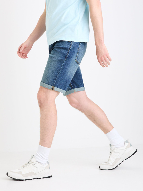 Celio Modré pánské džínové kraťasy Celio Bofirstbm